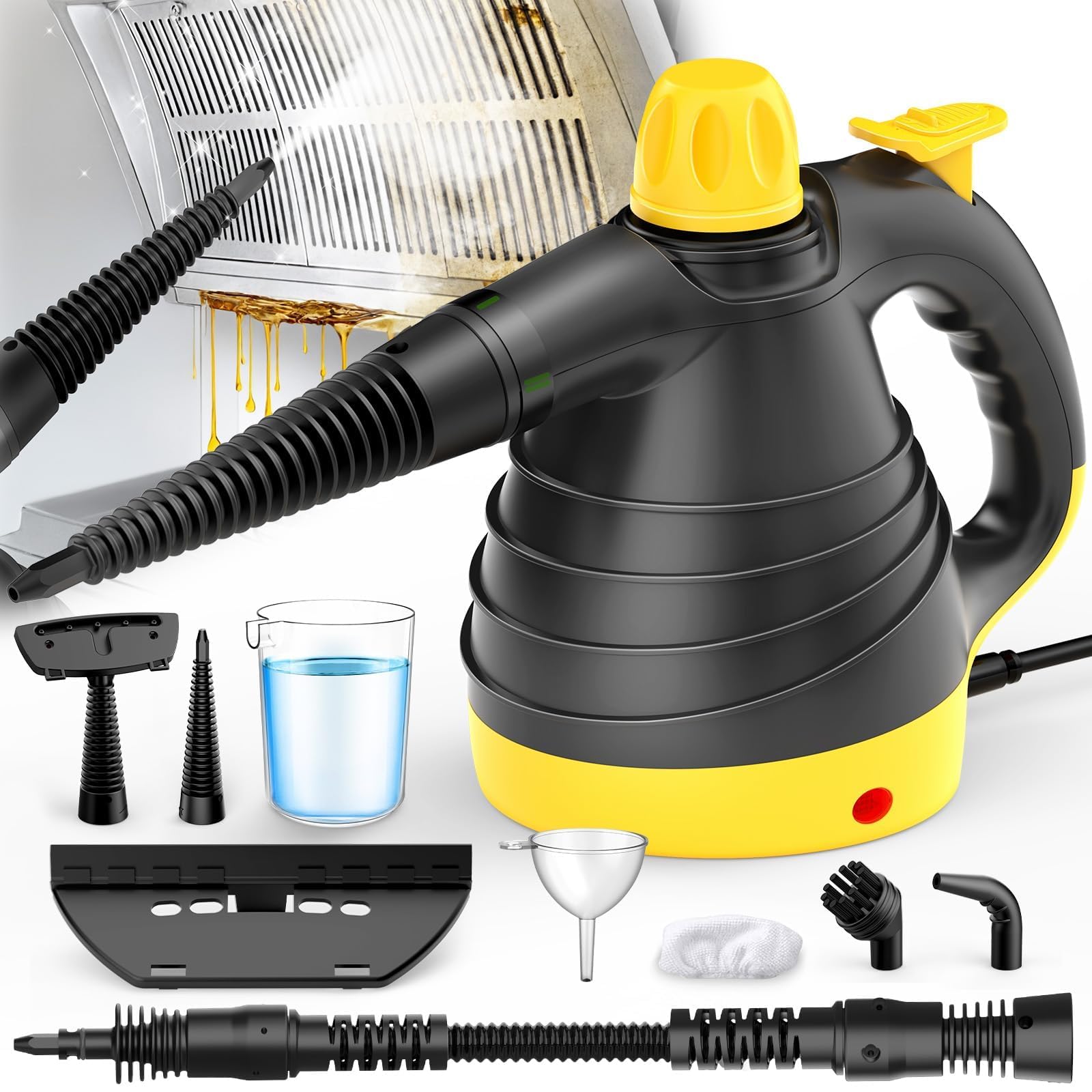 Photo 1 of Handheld Steam Cleaner - 275°F High-Temp Fast Heating Multi-Surface Steamer for Cleaning, 100% Chemical-Free Pet Safe Portable Steam Cleaner for Home/Bath/Window/Car Detailing/Couch/Grout(Yellow)