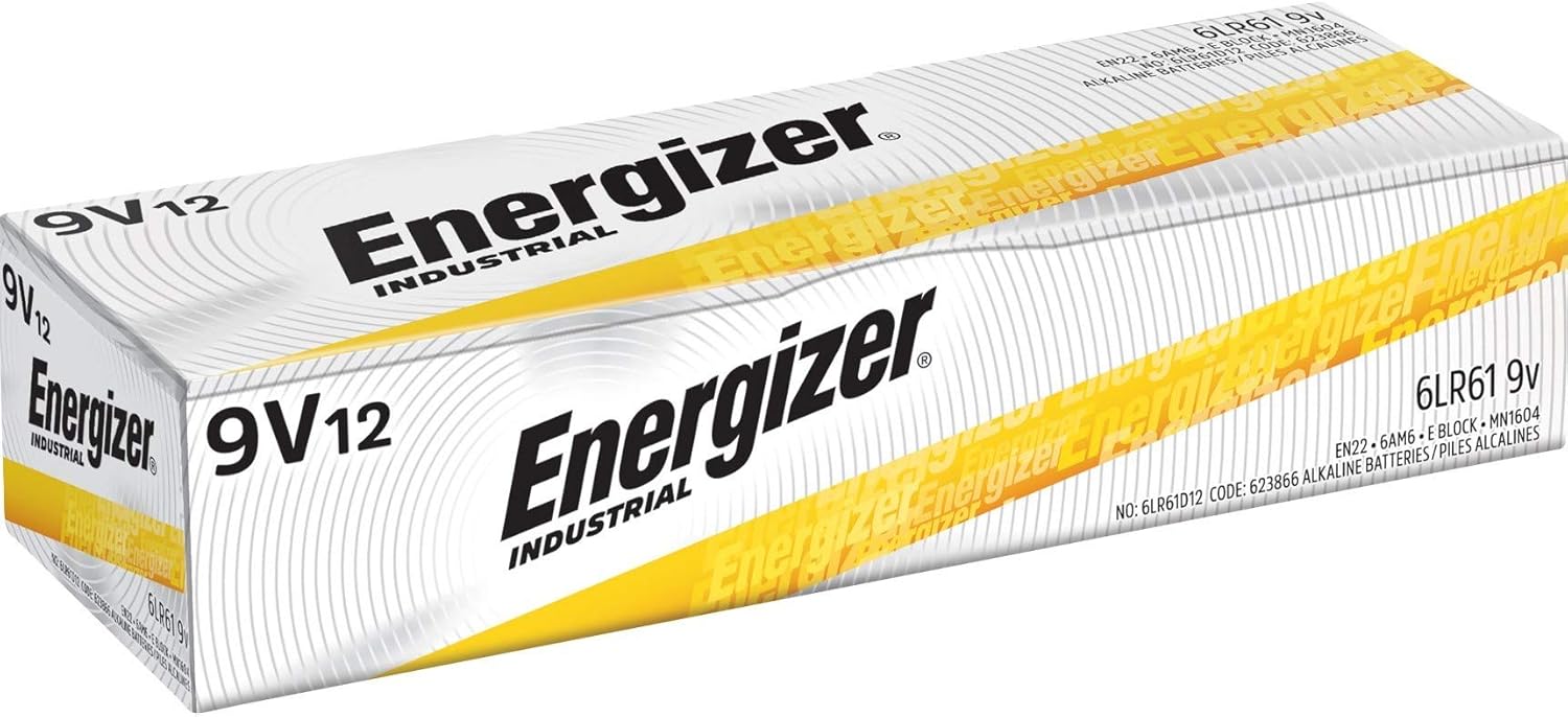 Energizer Industrial 9 Volt Batteries, Alkaline 9v Battery (12 Count): Health & Personal Care
