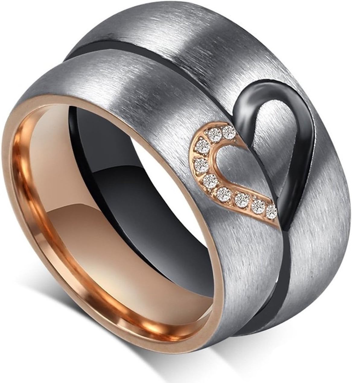 Global Jewelry Amazing Titanium Stainless Steel We Love Each Other Wedding Band Set Anniversary/Engagement/Promise/Couple Ring Best Gift!(Half