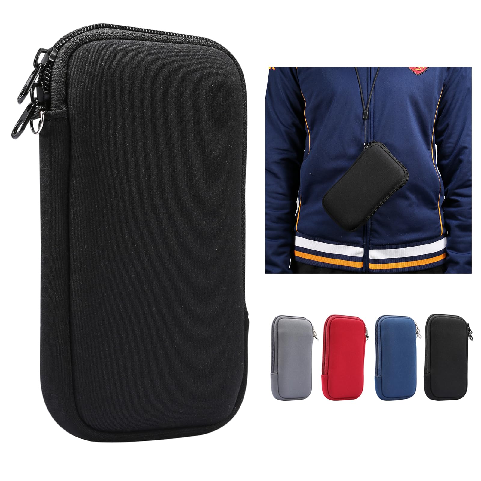 Cell Phone Neck Pouch with Credit Card Holder, Cell Phone Sleeves with Lanyard, Outdoor Sport Travel Bag Small Purse Carrying Bag Shockproof Cellphone Holster Waterproof Smartphone Protect Case Cover