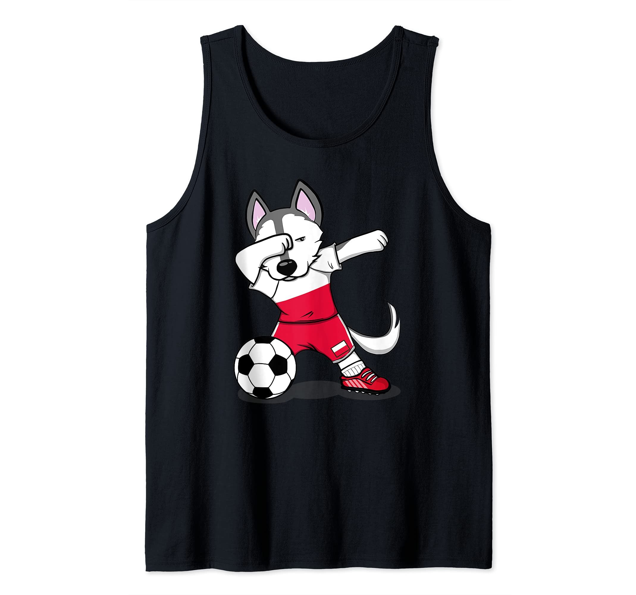 Dabbing Husky Dog Poland Soccer Fans Jersey Polish Soccer Tank Top