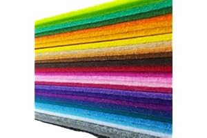 flic-flac 28pcs Thick 2mm 12 x 8 inches (30cm x 20cm) Solid Felt Fabric Sheet Assorted Color Felt Pack DIY Craft Squares Nonwoven
