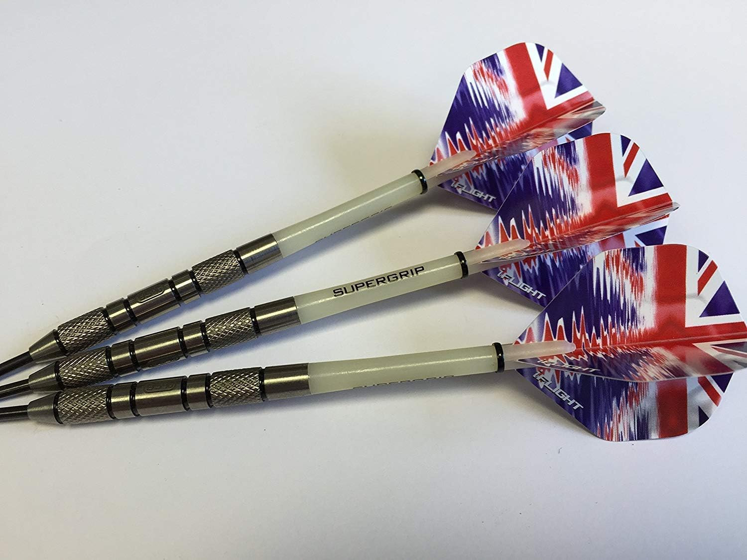 95 Tungsten knurled Darts Set, UNION JACK RIPPLE Flights