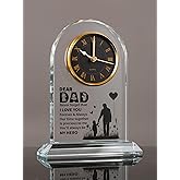 WinTaim Dad Glass Clock Gift from Daughter or Son, Unique Birthday, Christmas, Dad Valentines Gifts from Girl, Elegant Desk Clock with Base for Dads Who Have Everything