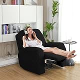 Topchances Recliner Cover - Soft Stretch Black Jacquard, Side Pocket view 8