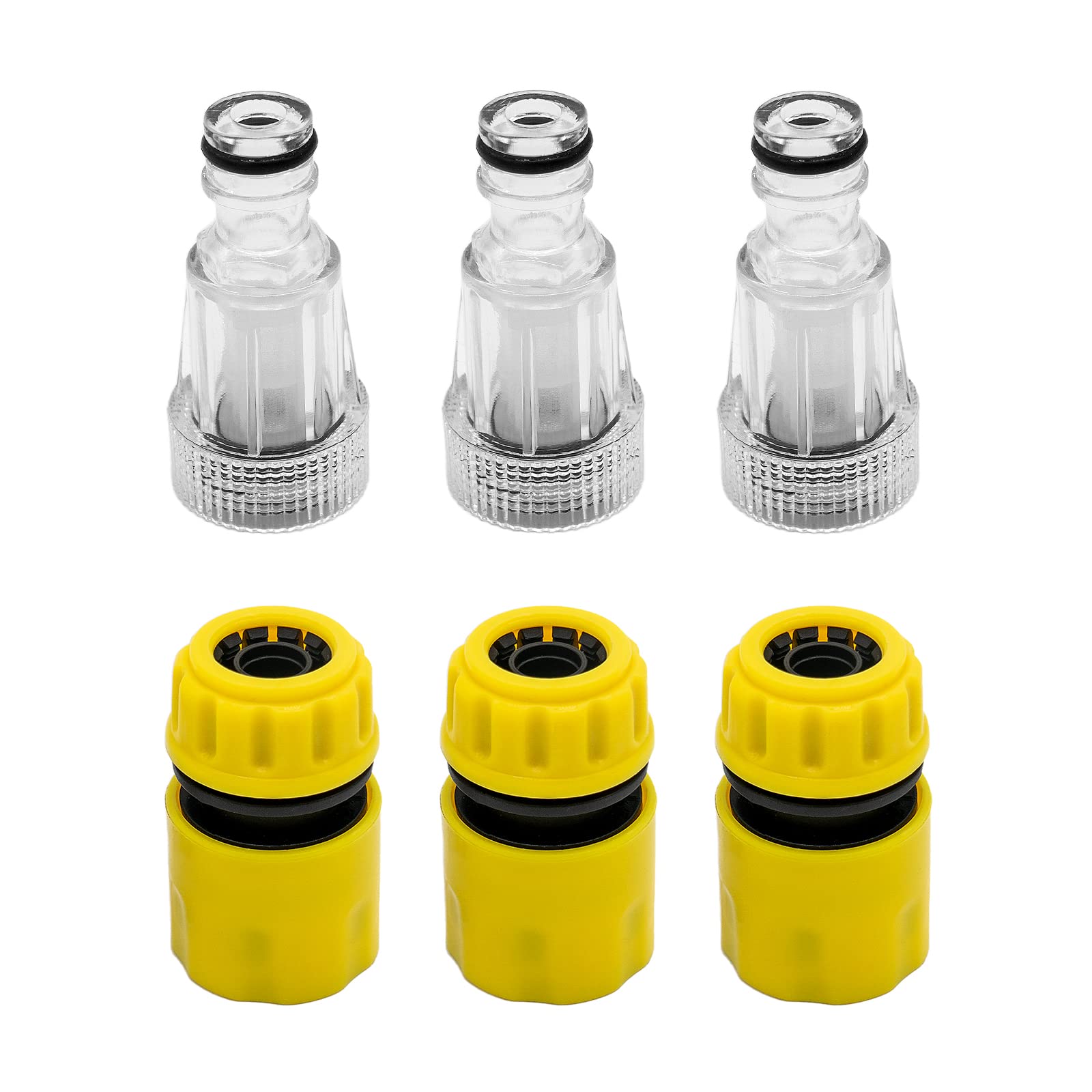 Fai Top 3/4" Washer Water Filter, Hose Tap Connector Quick Coupling,Water Inlet Filter 3/4" Garden Hose for Garden Connectors- 6 Pack