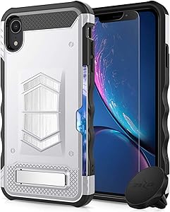 iPhone XR Case Electro Series by Zizo - Heavy-Duty Phone Cover with Card Slot, Tempered Glass Screen Protector, Built-in Magnet and Magnetic Car Mount Included