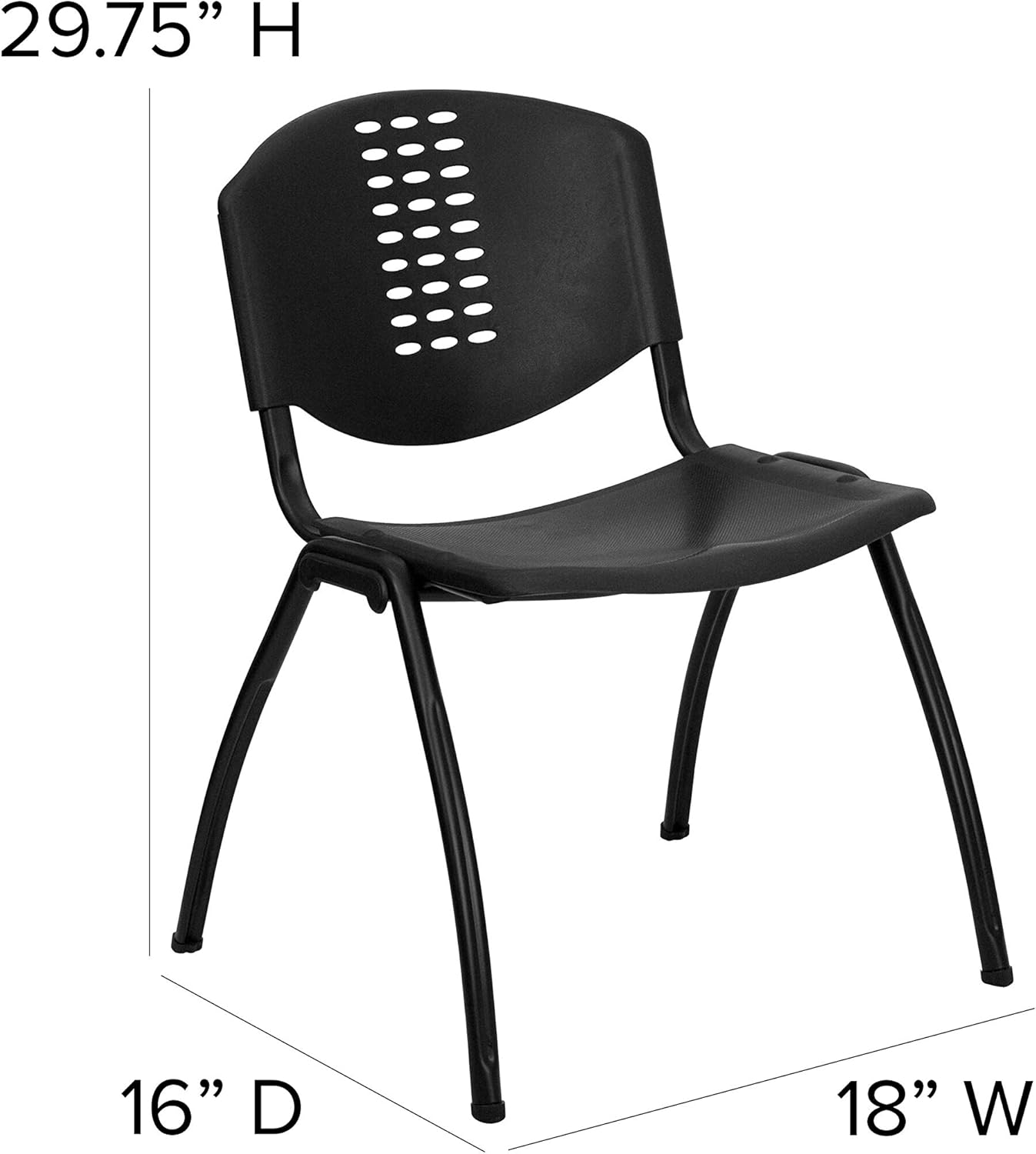 Flash Furniture HERCULES Series 880 lb. Capacity Black Plastic Stack Chair with Oval Cutout Back and Black Frame: Furniture & Decor