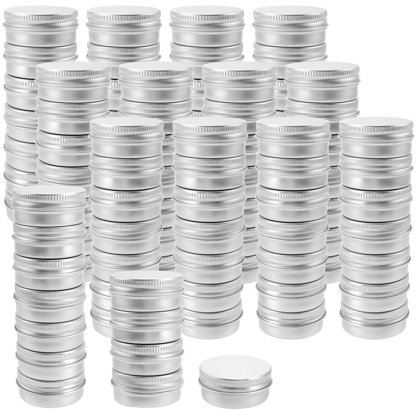 TAICHEUT 96PCS 15ml Aluminum Tin Cans, 40 x 18mm Metal Tins Jars, 0.5oz Round Tin Container for DIY Crafts, Candle, Lip Balm, Travel Storage