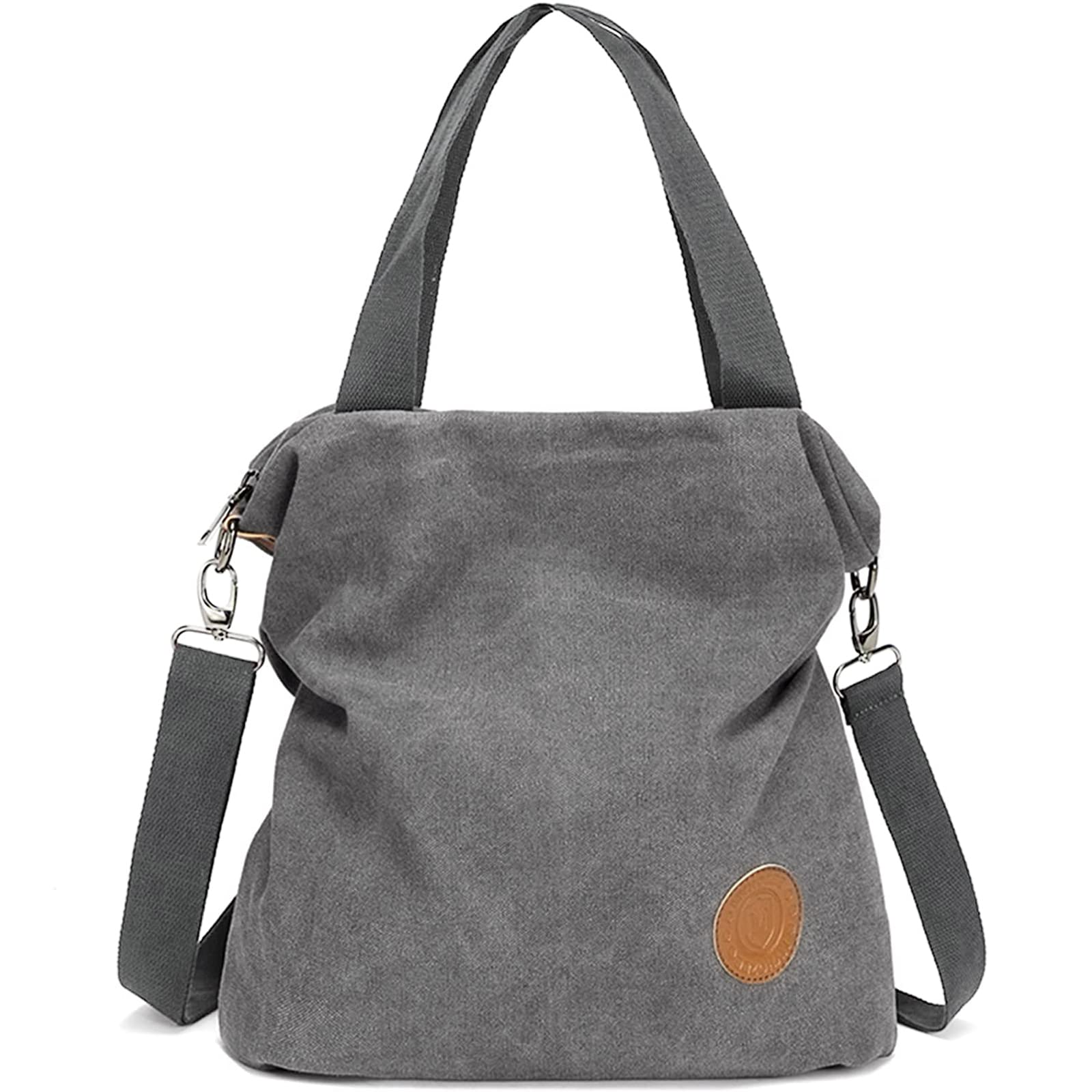 Myhozee Canvas Handbag shoulder Bag Women-Vintage Hobo Top Handle Shopping Crossbody Bag Tote Casual Beach multifunction Bags for Ladies Women(Gray)