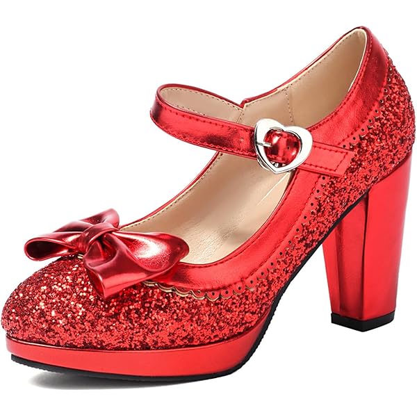 靴 original ribbon glitter pumps Silver Rock Glitter Block Heel With Back Satin Bow, Women
