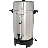 West Bend Commercial Coffee Urn Highly-Polished Aluminum NSF Approved Features Automatic Temperature Control Large Capacity with Cup Per Minute Brewing and Easy Clean Up, 100-Cup, Silver