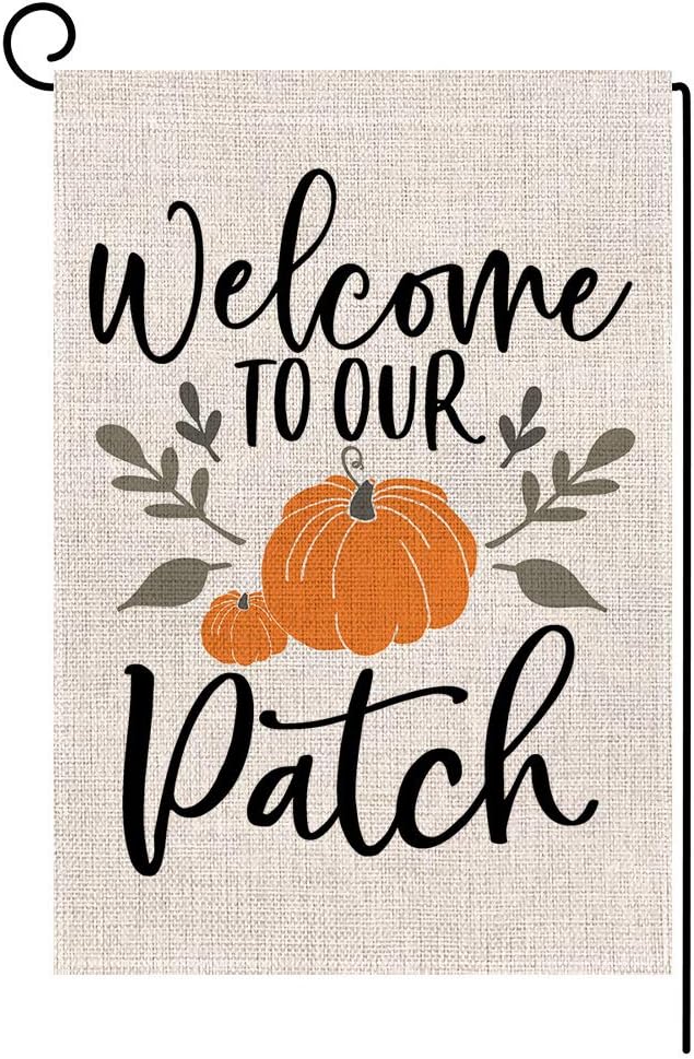 BLKWHT Fall Garden Flag 12.5 x 18 Vertical Double Sided Autumn Thanksgiving Decorations Welcome Pumpkin Patch Farmhouse Burlap Outdoor Small Yard Flag