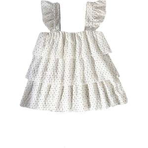 WDIRARA Girl's Polka Dots Sleeveless Peplum Tops Cute Square Neck Layered Ruffle Tank Top