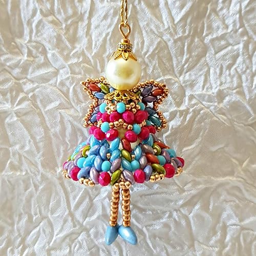 Decorazioni Natalizie Con Perline.Decorazioni Artigianali Per Albero Di Natale Angelo Haniel Realizzato Con Perline Vari Tipi E Grandezze Cristallo Tecnica Tessitura Perline Peyote Colori Mix Amazon It Handmade