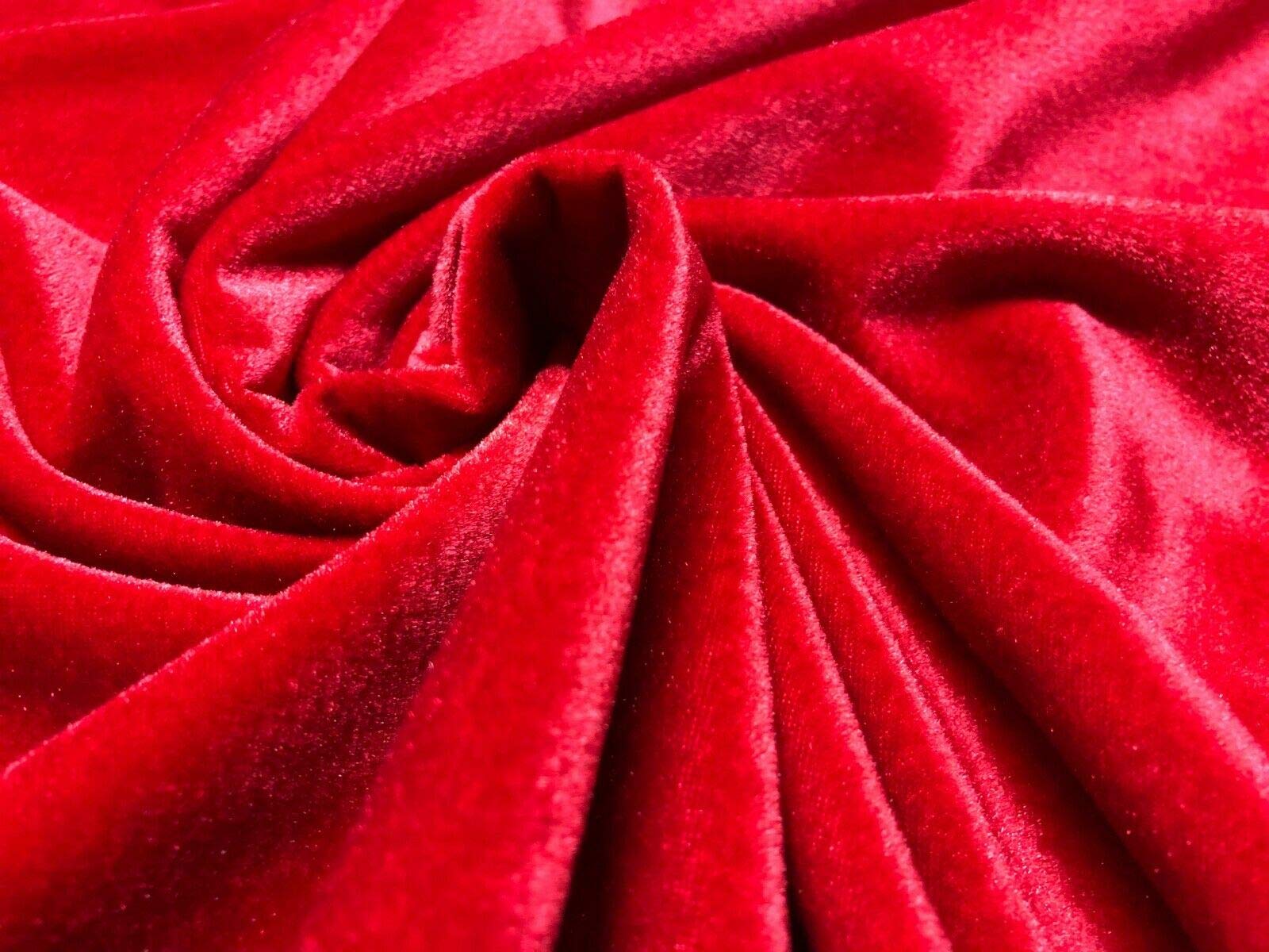 Decor Velvet Fabric Soft Strong Stretch Velour Material - Home Decor, Curtains, Upholstery, Dress - 165cm Wide (RED, 2 METRES)