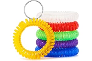 QIUTIMIY 6PCS Spiral Keychain, Stretchy Wrist Coil Bracelet Key Chain Colorful Waterproof Wristlet Key Holder for Sauna, Pool, Gym, Sports(T Colorful-SFR)