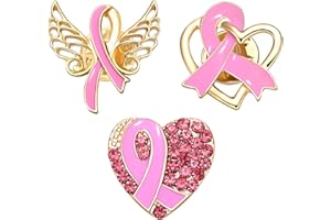 FAERLIIRY Pink Ribbon Pin Breast Cancer Gifts for Women Girls Breast Cancer Awareness Lapel Pins Hope Love Fight Hope Official Ribbon Pins Breast Cancer Brooch