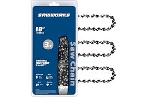 SawWorks 3-Pack 18 Inch Chainsaw Chain, 325" Pitch .050" Gauge 72 Drive Links Fits SP33G Husqvarna 440, 445, 581643603, Orego