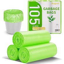 Magesh 105 Count 4 Gallon Small Trash Bags, Green, Transparent, Durable, Leak-Proof, Unscented, Easy to Use, Versatile, Outst