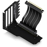 EZDIY-FAB Shield Vertical GPU Mount, 115mm PCIe 4.0 Riser Cable, Black | Dual-Lock Structure, Heavy GPU Support, 7 Full-Open Slots, Gen 4 Riser Cable, 90&deg; Angle Connector, Vertical GPU Display