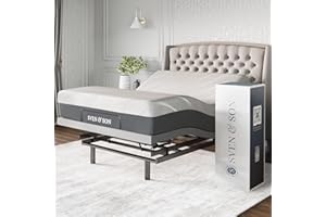 Sven & Son Platinum Adjustable Bed Base Frame + 14 inch Hybrid Spring Matt (Medium Soft), Lumbar Support, Head-Pillow-Tilt, Massage, Under-Bed Lights, USB - Queen