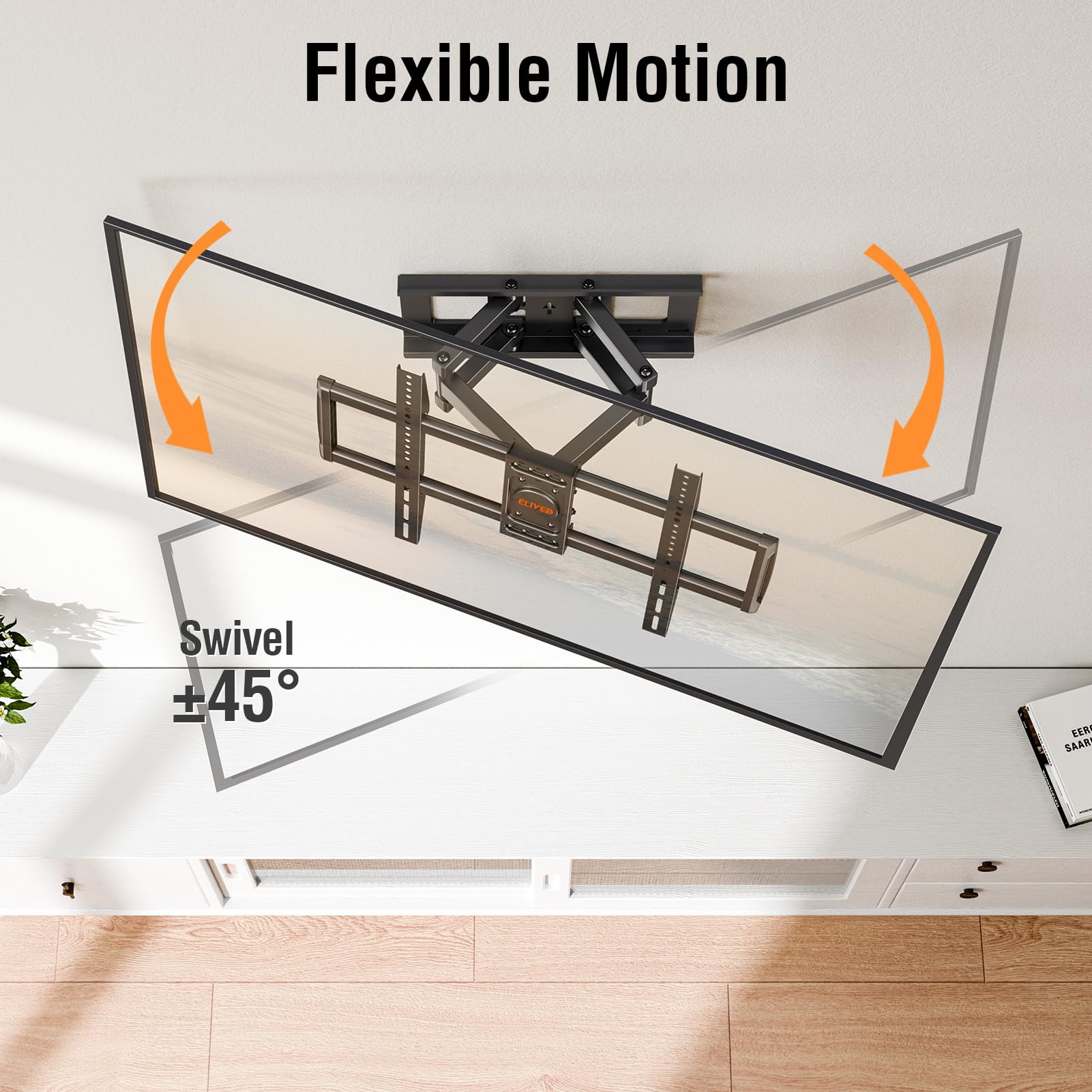 ELIVED TV Wall Mount for Most 37-82 inch tvs, Full Motion TV Mount Swivel and Tilt, Wall Mount Bracket Max VESA 600x400mm, Holds up to 132 lbs, Fits 8” 12” 16