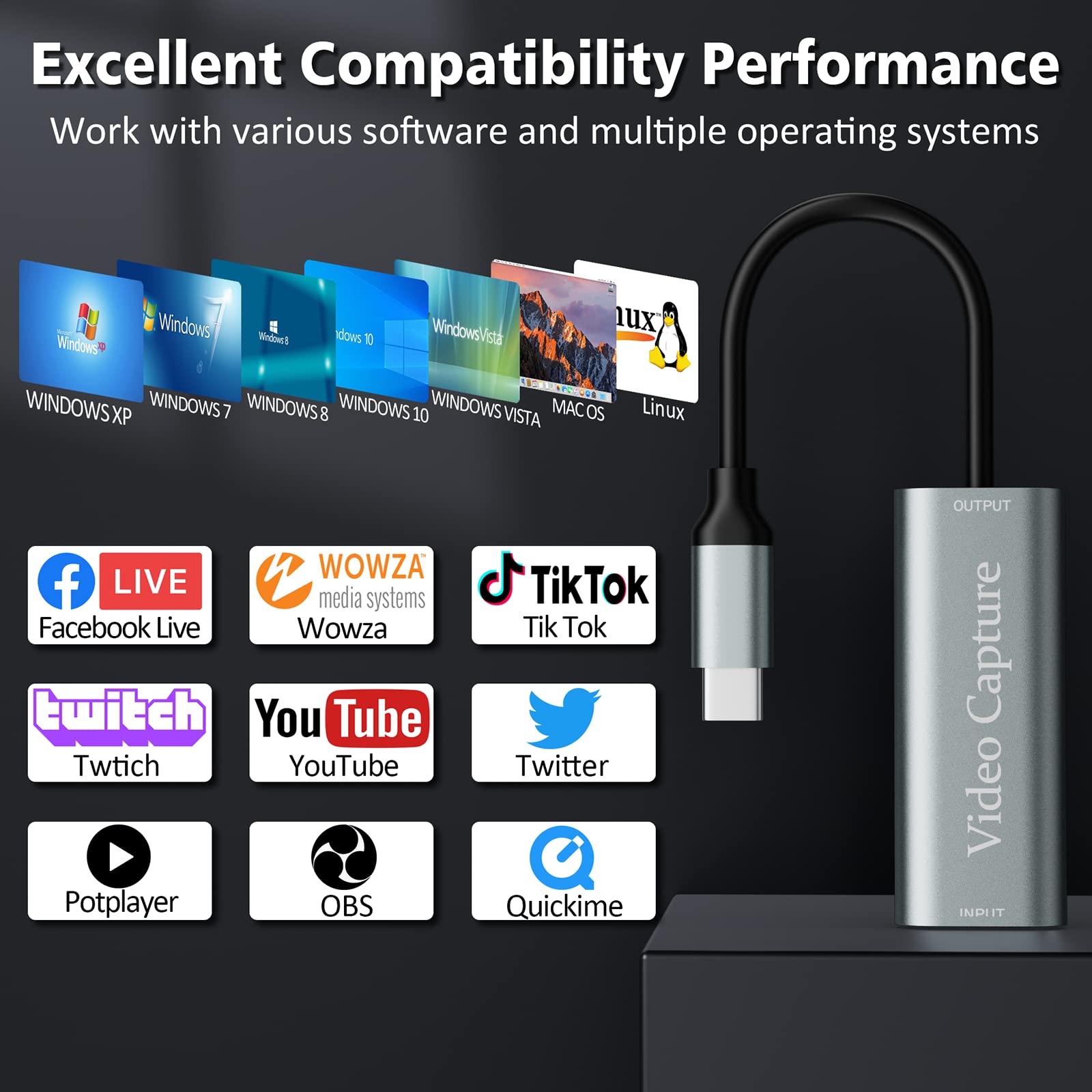 Capture Card Window Mua VIXLW Video Capture Card, 4K Hdmi to 1080P USB C Capture Card for ...