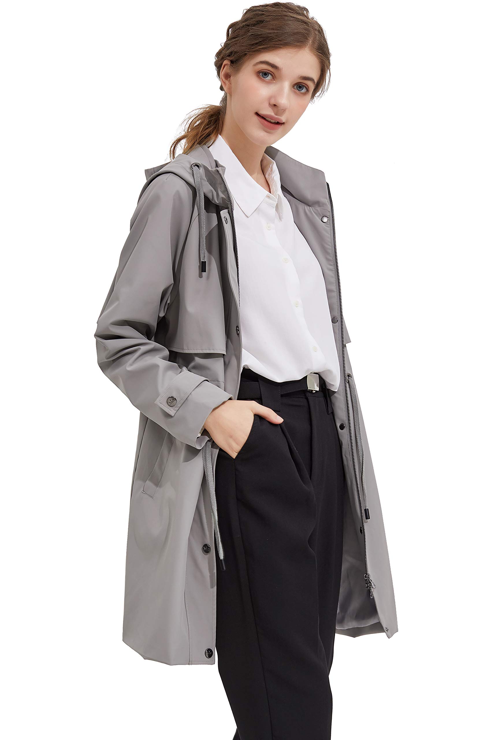 Orolay Women's Long Windbreaker Hooded Light Jacket Active Outdoor Anoraks