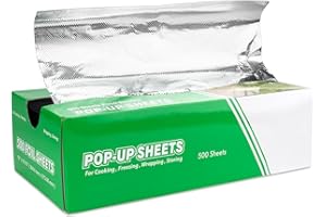 Roponan Aluminum Foil Wraps - 500 Precut Sheets, 12 x 10.75 Inch, Pop-Up Interfolded Foil for Baking, Grilling, Roasting, Coo