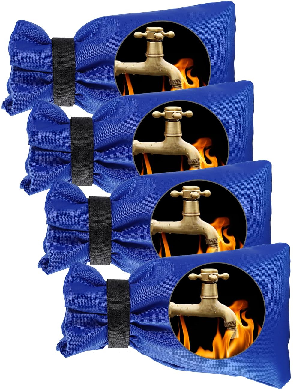wohohoho 4pcs Blue Outside Tap Covers for Winter, Large Outdoor Tap Cover Insulated Protector, Waterproof Thickened Thermal Tap Jacket Protects Your Tap from Freezing Bursting