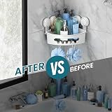 TAILI Corner Shower Caddy 90° Suction Shelves White ABS Triangle Shelf view 7