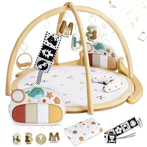 ANGELBLISS Baby Play Gym Mat, Kick Tummy Time Baby Activity Gym