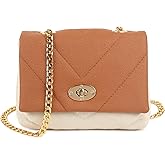 FOXHACKLE Women's Crossbody Clutch Bag – Leather Shoulder Purse with Gold Chain Strap – Elegant Evening Satchel