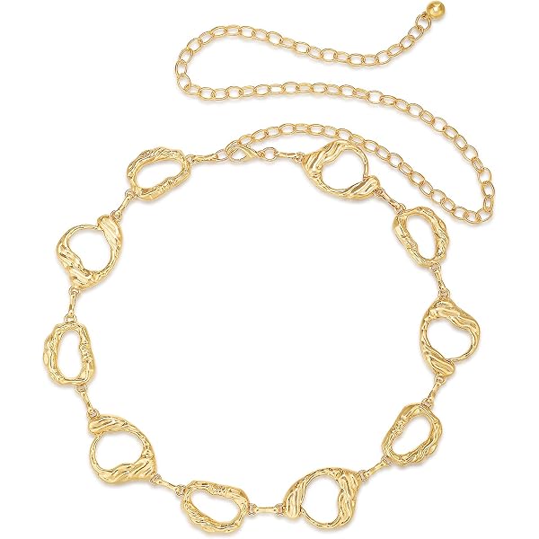Y2K Vintage Gold Pearl Chain Link Belt – Dainty Oval Mariner Style Adjustable Amazon.com: IMXPW Adjustable Pearl Waist Chain for Women  main image 2