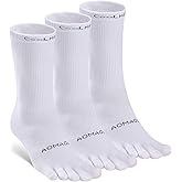aomagic Toe Socks Men Women Athletic Running Coolmax Five Finger Crew Socks Comfortable Breathable Lightweight 3-Pairs