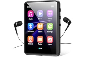 CONRAIN MP3 Player with Bluetooth 5.3, Portable HiFi Lossless Sound Music Player with Speaker, Built-in 64GB Memory, FM Radio, Voice Recorder, E-Book, 2.4 in Full Touchscreen, Supports up to 128GB TF Card