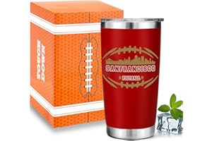GYOTHRIG Football Fan 20 Oz Insulated Travel Coffee Cup Mug Tumbler with Lid San Francisco Themed Merch Shop Men Women Sport Stuff Gear Apparel 49er Team Decor Accessories Husband Boyfriend Dad Birthday Gifts