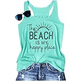 BANGELY The Beach is My Happy Place Tank Tops Women Summer Beach Tank Casual Sleeveless Vacation Shirt Camis