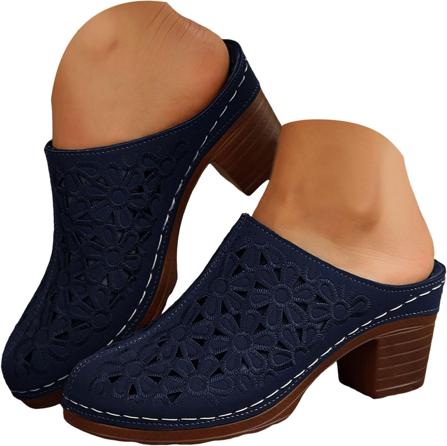Womens Wedge Sandals 2026 Summer Fashion Closed Toe Comfortable Sandals Womens Breathable Slip On Beach Boho Block Heel Slippers