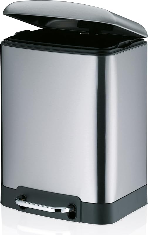 Cestino a pedale 6 l, cestino per cosmetici con coperchio Silent Close, chiusura automatica DAVINO, cestino da bagno in acciaio inox con secchio interno, opaco — foto 2 di 8
