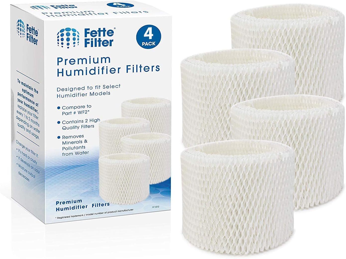 Fette Filter &ndash; Humidifier Wicking Filters Compatible with Vicks & Kaz. Compare to Part # WF2 (Pack of 4)