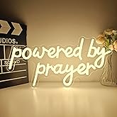 Powered By Prayer Neon Sign Jesus Neon Light for Wall Decor Faith Art Light Up Sign Dimmable Usb Powered Neon Light for Home Christ Church Birthday Led Powered By Prayer Hanging Decoration