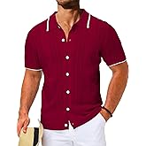 LETSEE Linen Shirts for Men Short Sleeve Blouse Button Down Dress Untuckit Shirts Beach Summer Wedding Hawaiian Outfit