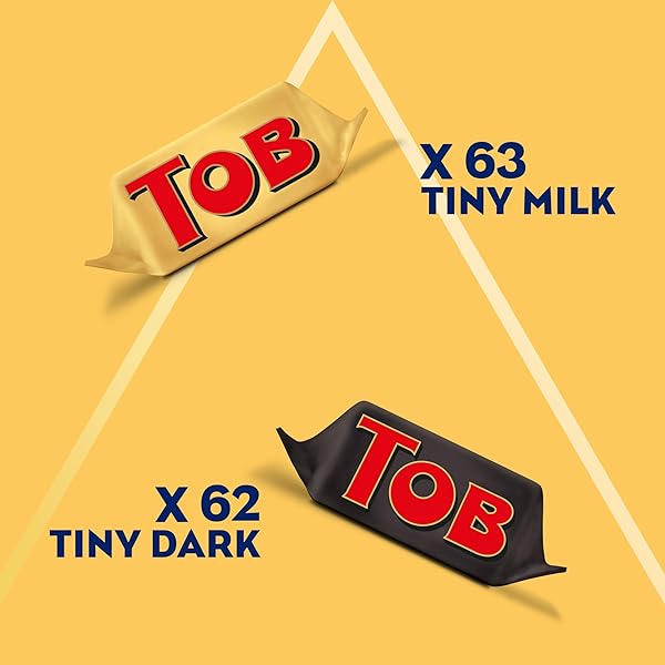 TINY TOBLERONE CHOCOLATE GIFT BAG VARIETY PACK (MILK CHOCOLATE AND DARK CHOCOLATE BARS), 125 PIECES
