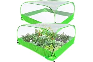DREDQCCO Pop Up Garden Mesh Plant Cover 2Pcs Outdoor Plant Protector Mesh Plant Enclosure Raised Bed Garden Bird and Pest Protection Guard for Fruits Vegetables Seedlings and Herbs