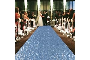 ShinyBeauty Baby Blue Sequin Aisle Runner 4x15 Feet - Sparkling Wedding Aisle Carpet for Indoor Ceremonies, Bridal Showers, Receptions
