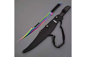 OTAKUMOD 27" Fantasy Machete. Fixed Blade Knife. 440 Stainless Steel Blade. For Collection, Gift, Camping, Outdoor Sports (Rainbow)