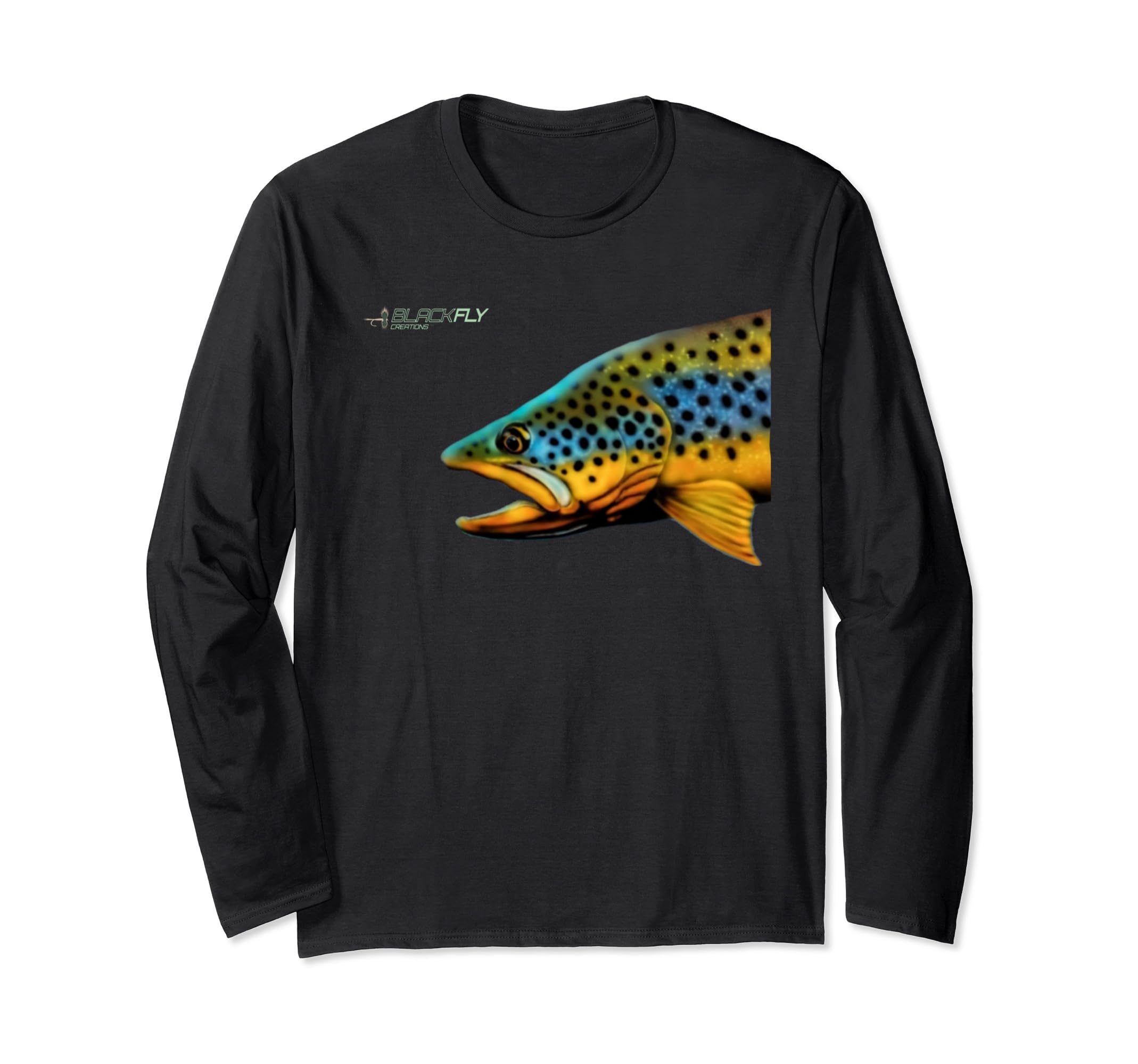 Beautiful Brown Trout Fish Retro Fly Fishing Long Sleeve T-Shirt