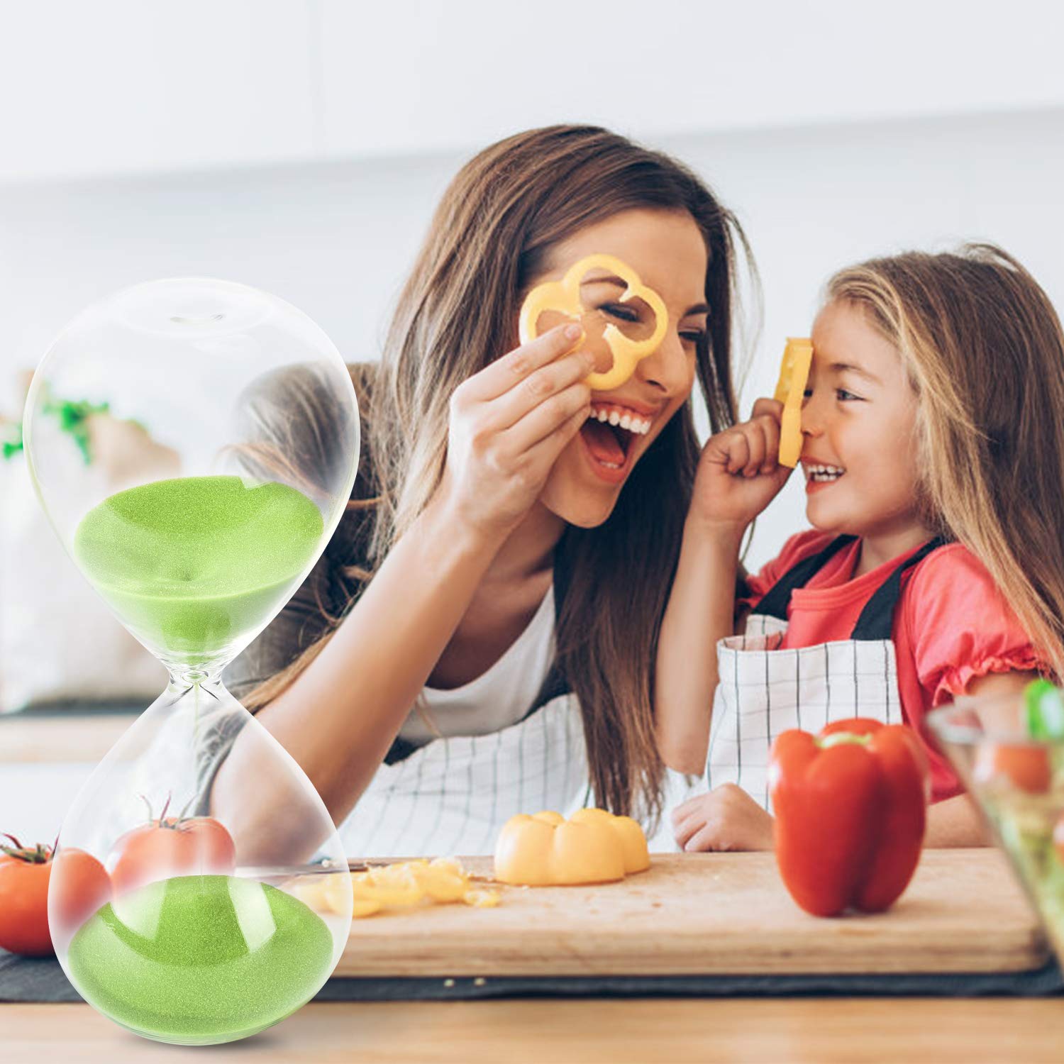 Hourglass Sand Timer, 7.8 INCH Glass Sandglass Hourglass Timer 30 Minutes for Home Office Desk Coffee Table Decor Holiday Gift